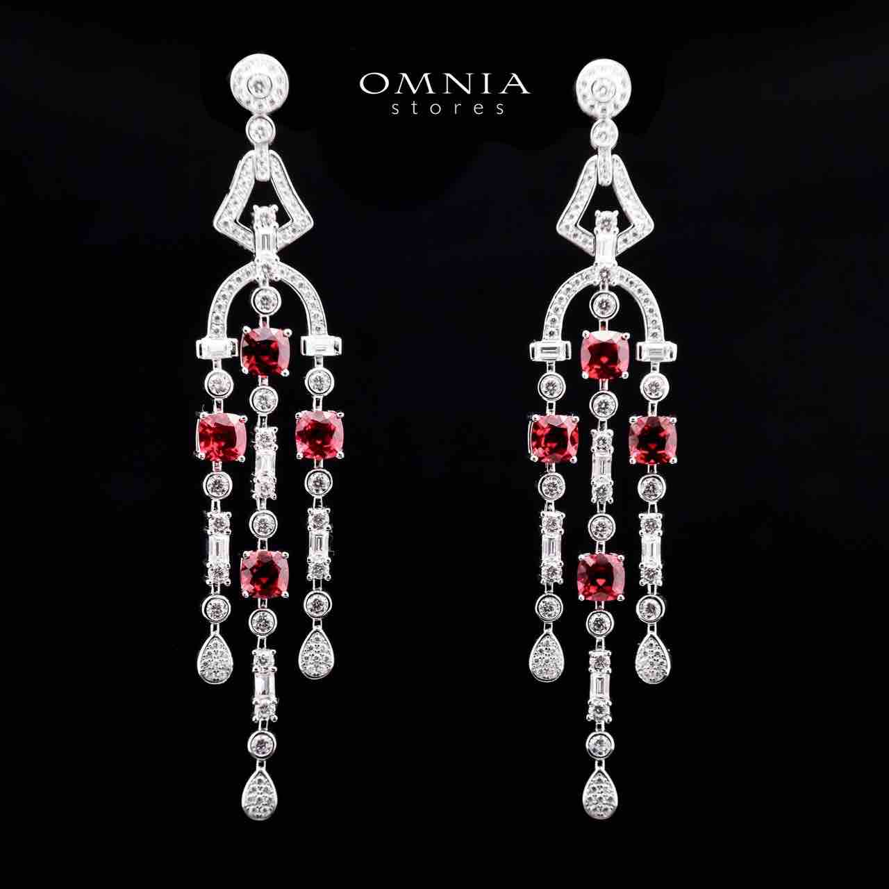 Omnia Khadija Red Drop Earrings 925 Silver Certified in High Quality Lab Grown Ruby Stone - OMNIASTORES UAE