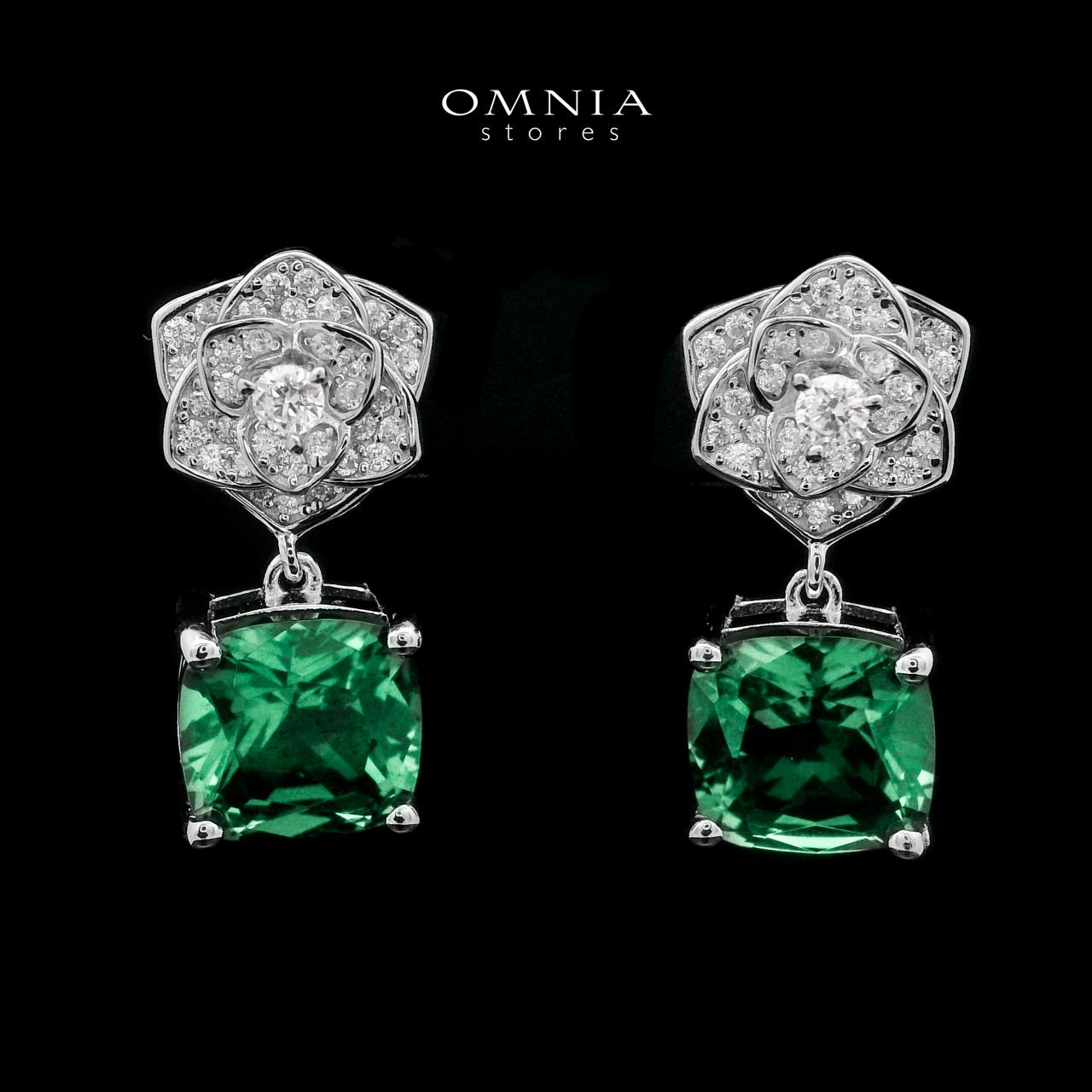 Omnia Khansa Green Earrings 925 Silver in High Quality Synthetic Nano Stone - OMNIASTORES UAE