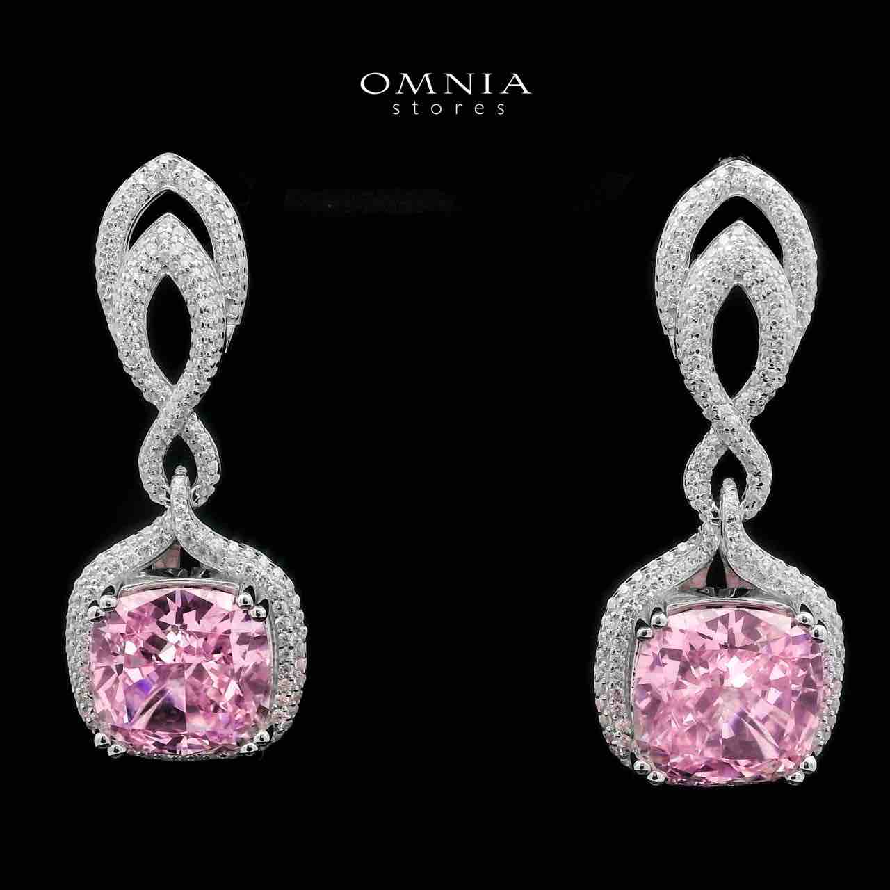 Omnia Kinda Pink Earrings 925 Silver in High Quality Synthetic Cubic Zircon Stone - OMNIASTORES UAE