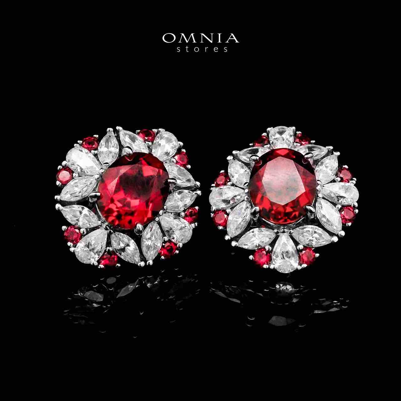Omnia Kamilah Red Earrings 925 Silver Certified in High Quality Lab Grown Ruby Stone - OMNIASTORES UAE
