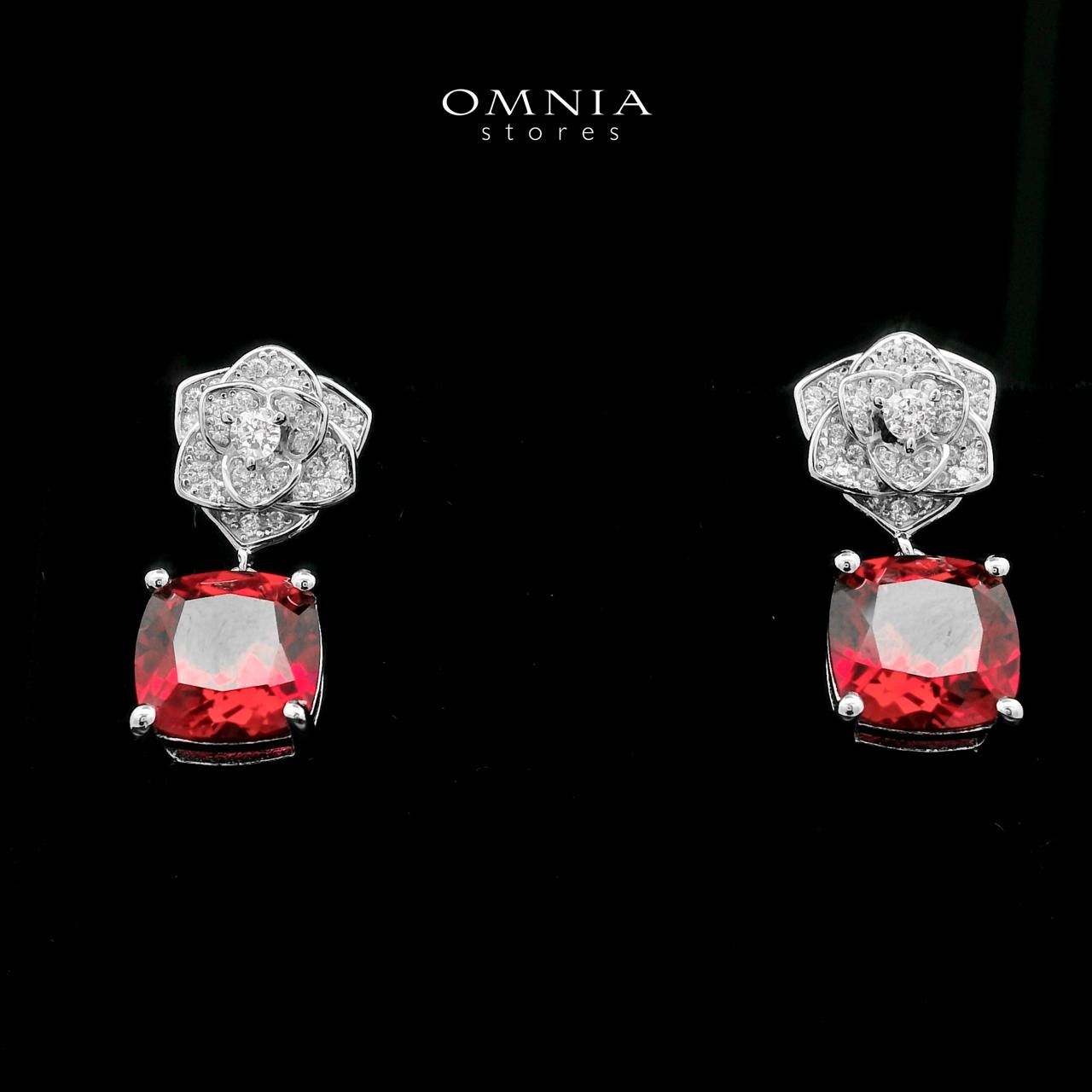 Omnia Khansa Red Earrings 925 Silver Certified in High Quality Lab-Grown Ruby Stone - OMNIASTORES UAE