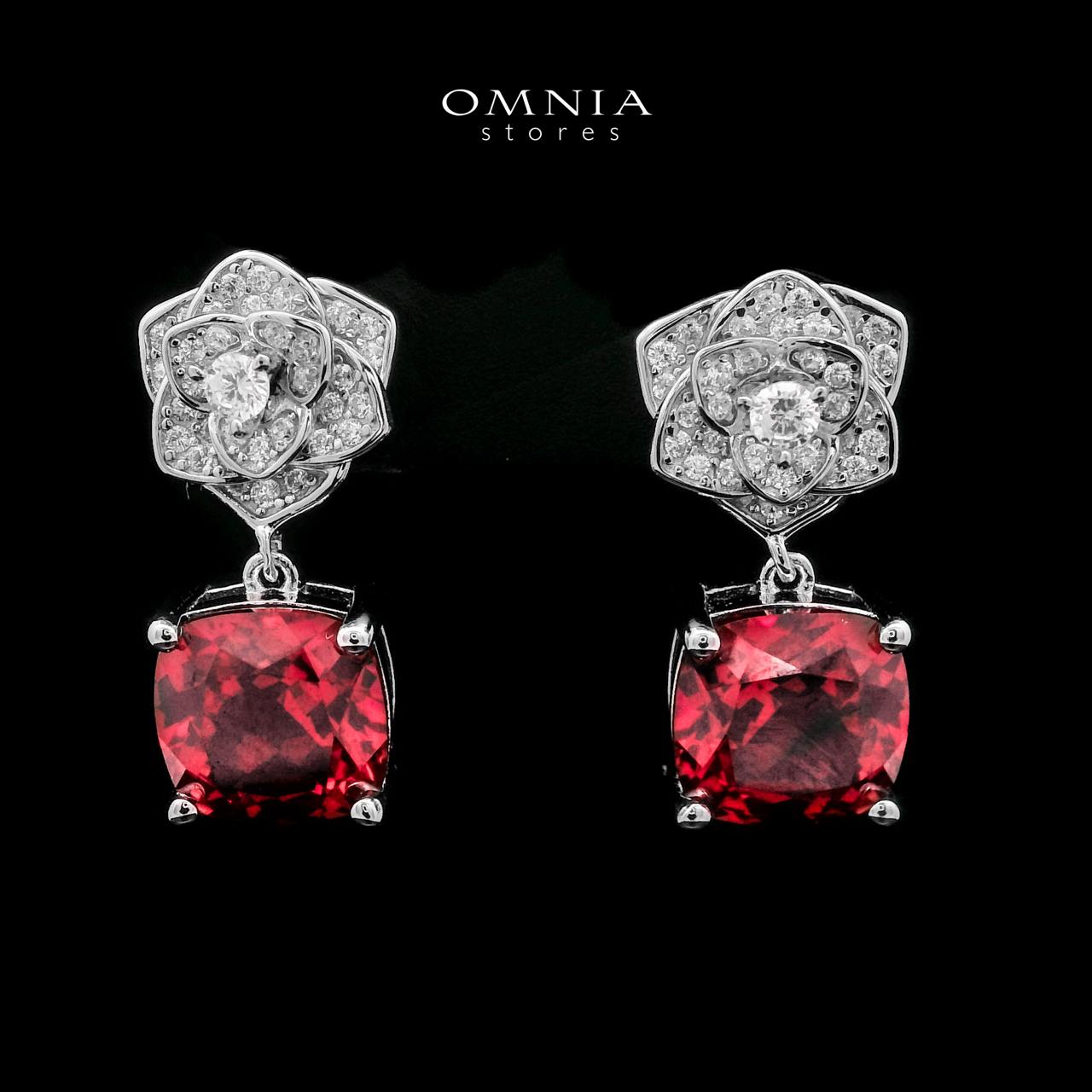 Omnia Khansa Red Earrings 925 Silver Certified in High Quality Lab-Grown Ruby Stone - OMNIASTORES UAE
