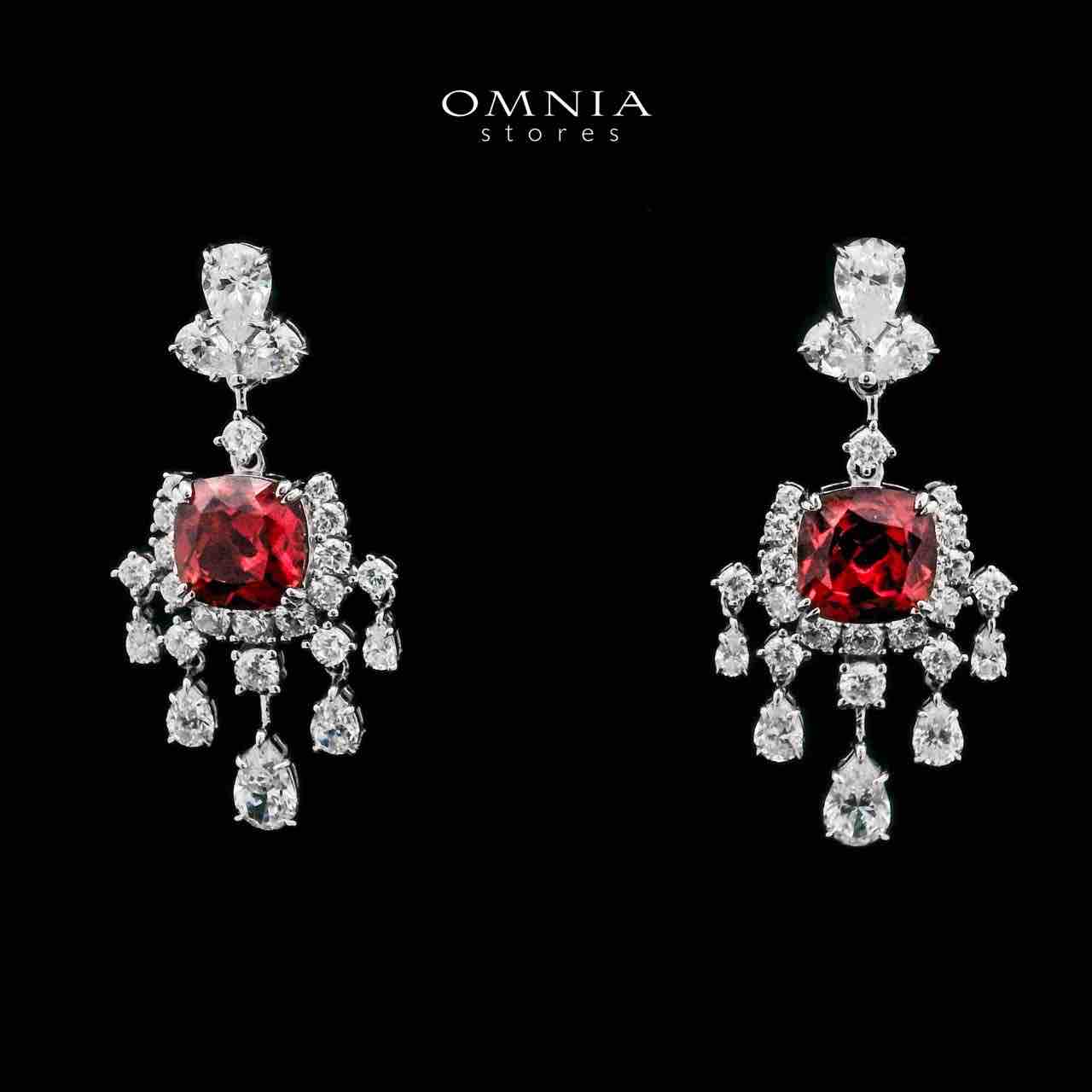 Omnia Madiha Red Drop Earrings 925 Silver Certified in High Quality Lab-Grown Ruby Stone - OMNIASTORES UAE