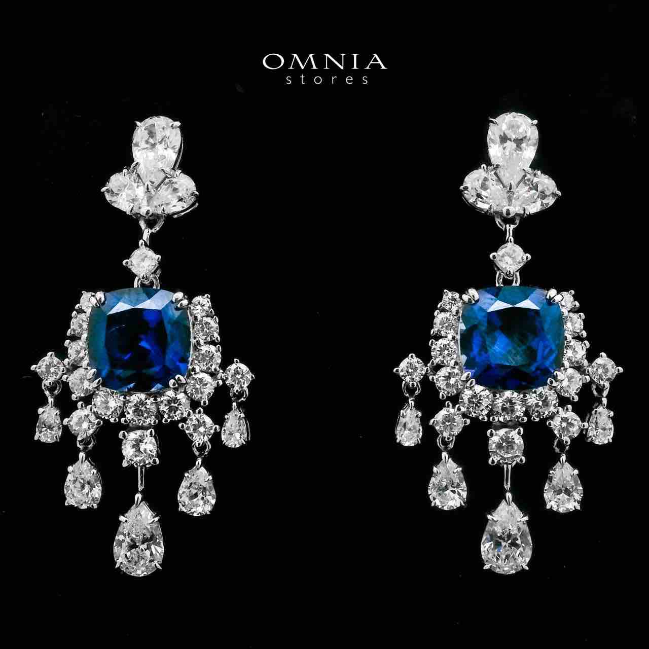 Omnia Madiha Blue Drop Earrings 925 Silver Certified in High Quality Lab-Grown Sapphire Stone - OMNIASTORES UAE
