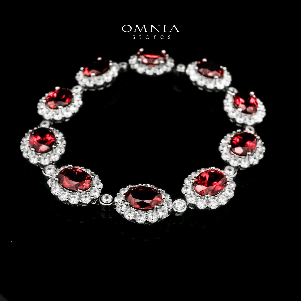 Omnia Mahasin Red Bracelet 925 Silver Certified in High Quality Lab-Grown Ruby Stone - OMNIASTORES UAE