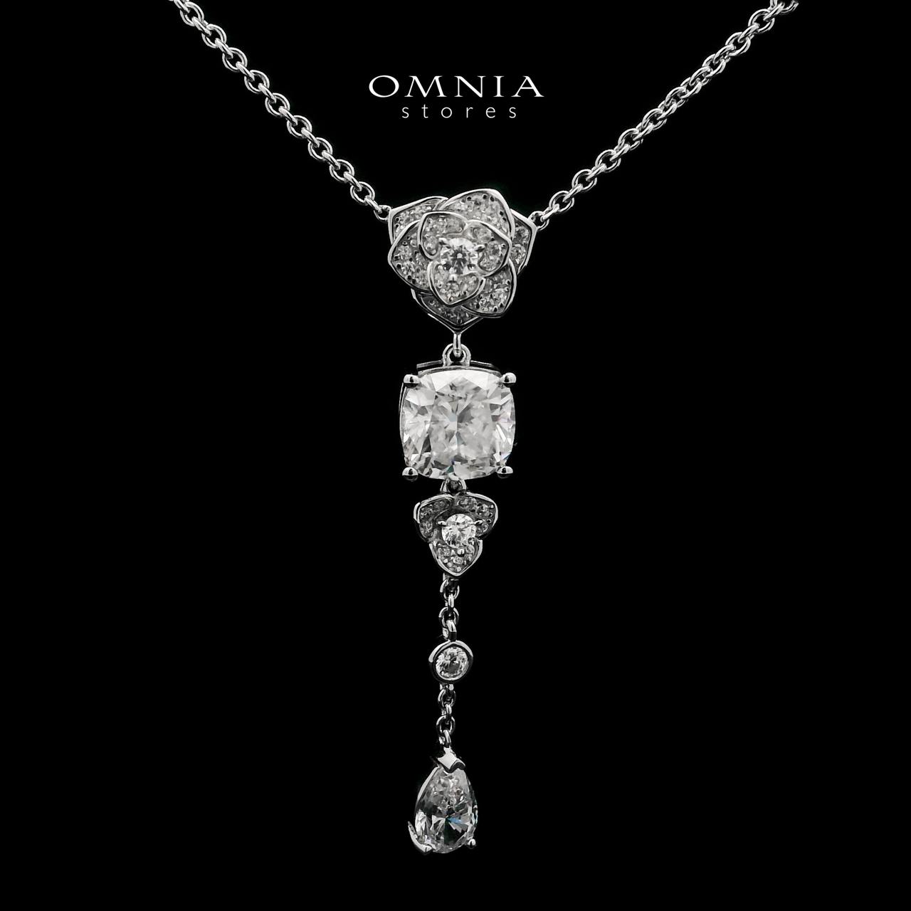 Omnia Nadia Rose Teardrop Necklace 925 Silver in High Quality Moissanite Stone - OMNIASTORES UAE