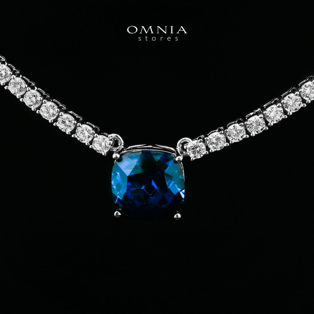 Omnia Nafeesa Blue Necklace 925 Silver in High Quality Lab Grown Sapphire Stone - OMNIASTORES UAE