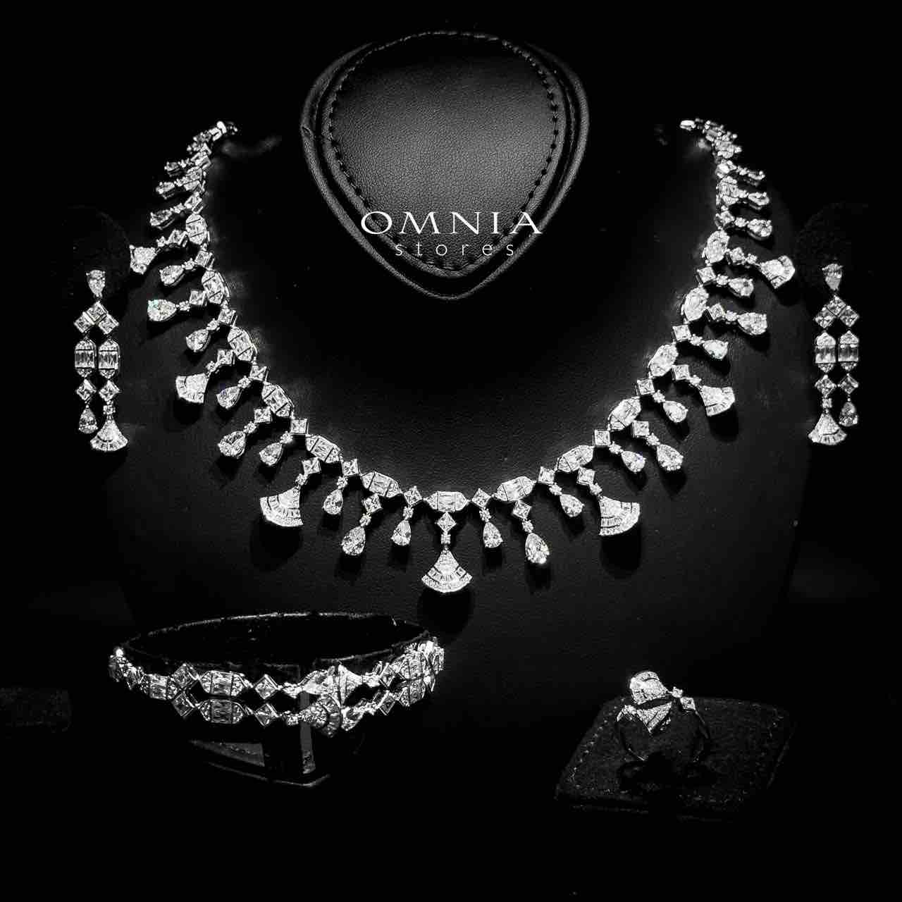 Omnia Raihana White Bridal Full Set in 925 Silver High Quality Simulated Diamonds - OMNIASTORES UAE