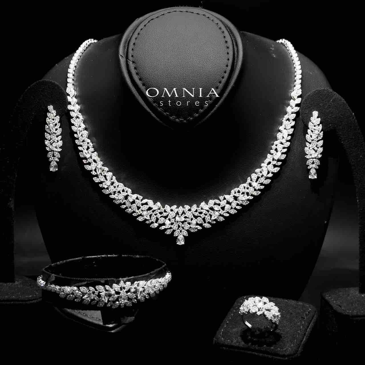 Omnia Sumiya White Bridal Full Set in 925 Silver High Quality Simulated Diamonds