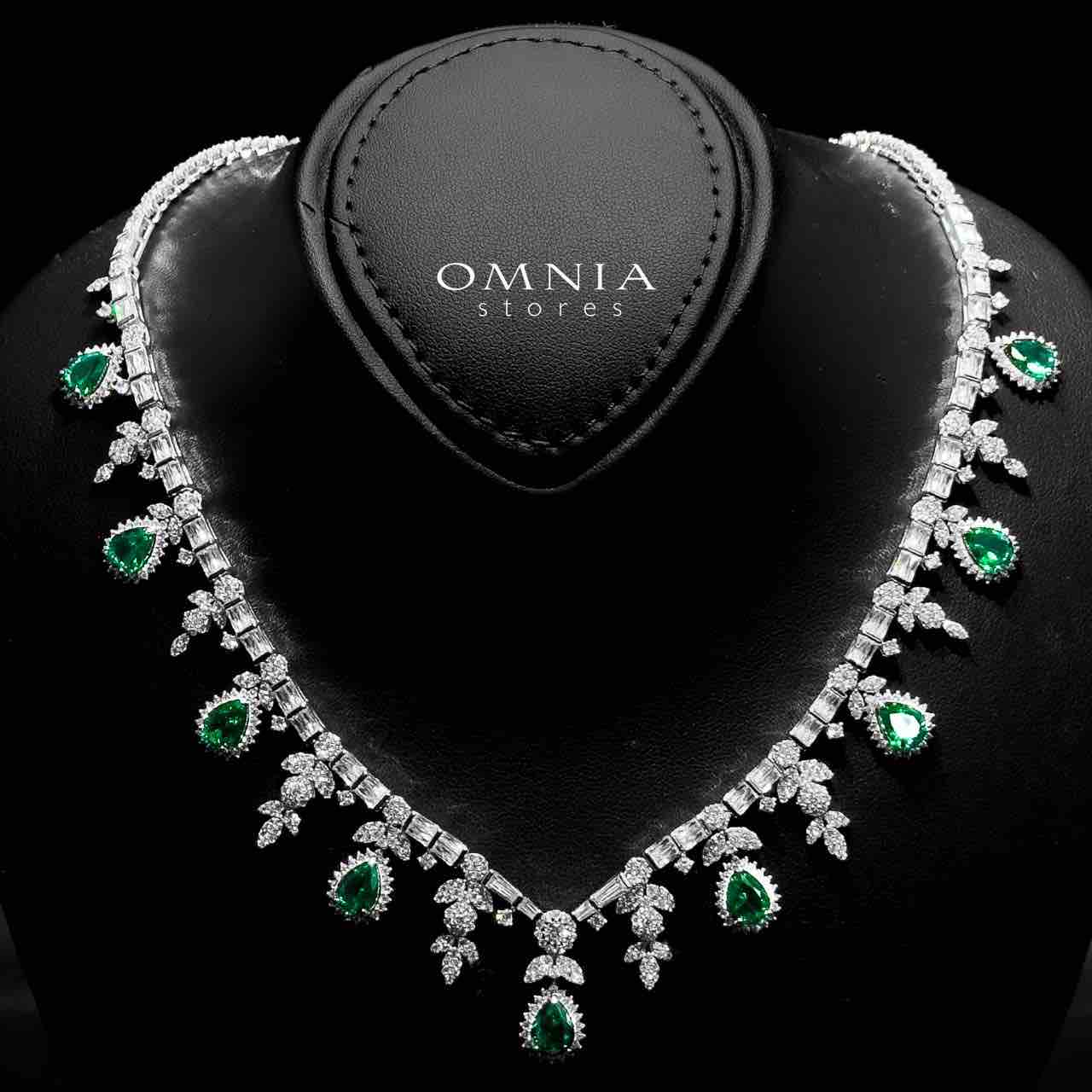 Omnia Milena Green Bridal Full Set in 925 Silver High Quality Simulated Diamonds - OMNIASTORES UAE
