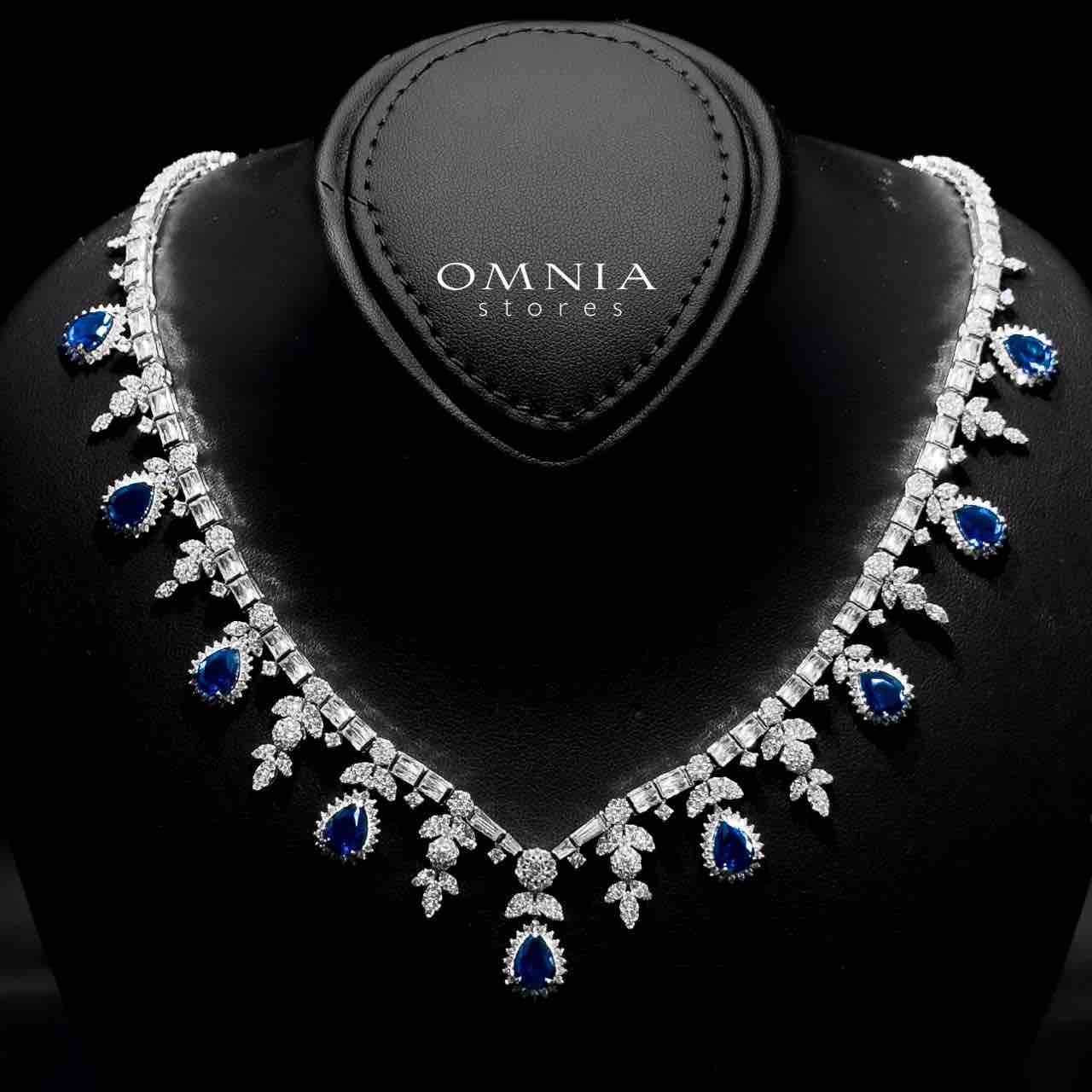 Omnia Milena Blue Bridal Full Set in 925 Silver High Quality Simulated Diamonds - OMNIASTORES UAE