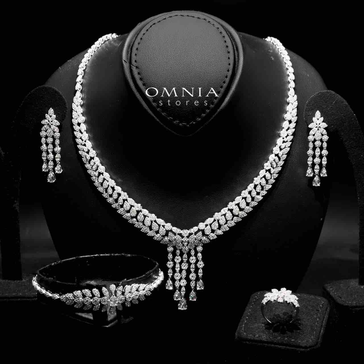 Omnia Suna White Bridal Full Set in 925 Silver High Quality Simulated Diamonds - OMNIASTORES UAE