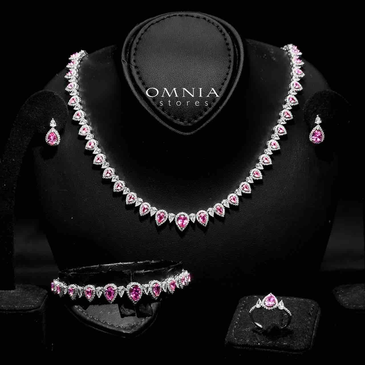Omnia Sundus Pink Bridal Full Set in 925 Silver High Quality Simulated Diamonds