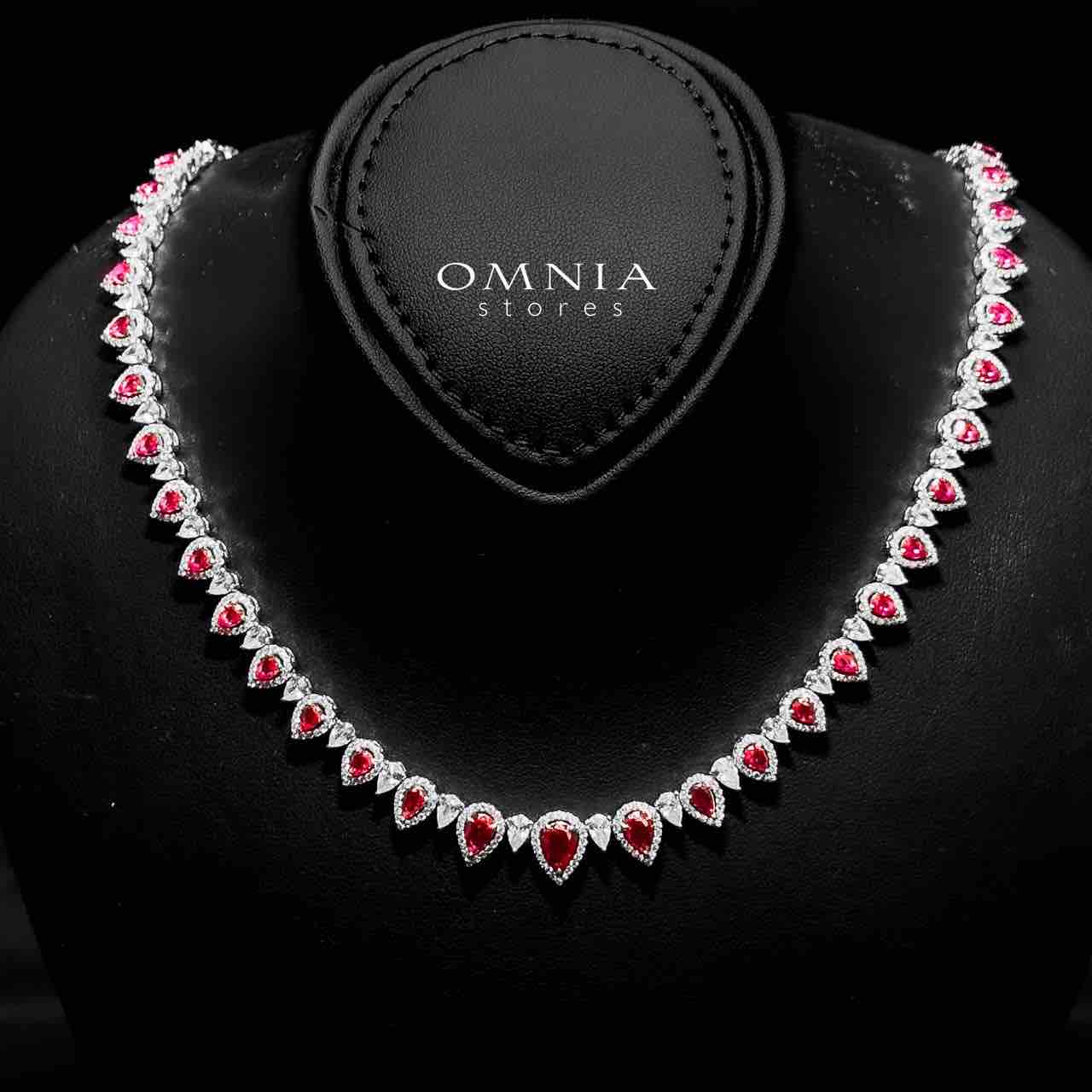 Omnia Sundus Maroon Bridal Full Set in 925 Silver High Quality Simulated Diamonds - OMNIASTORES UAE
