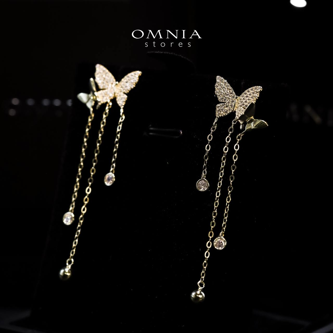 Omnia Naima Gold Earrings in 925 Silver with High-Quality Zircon Stones