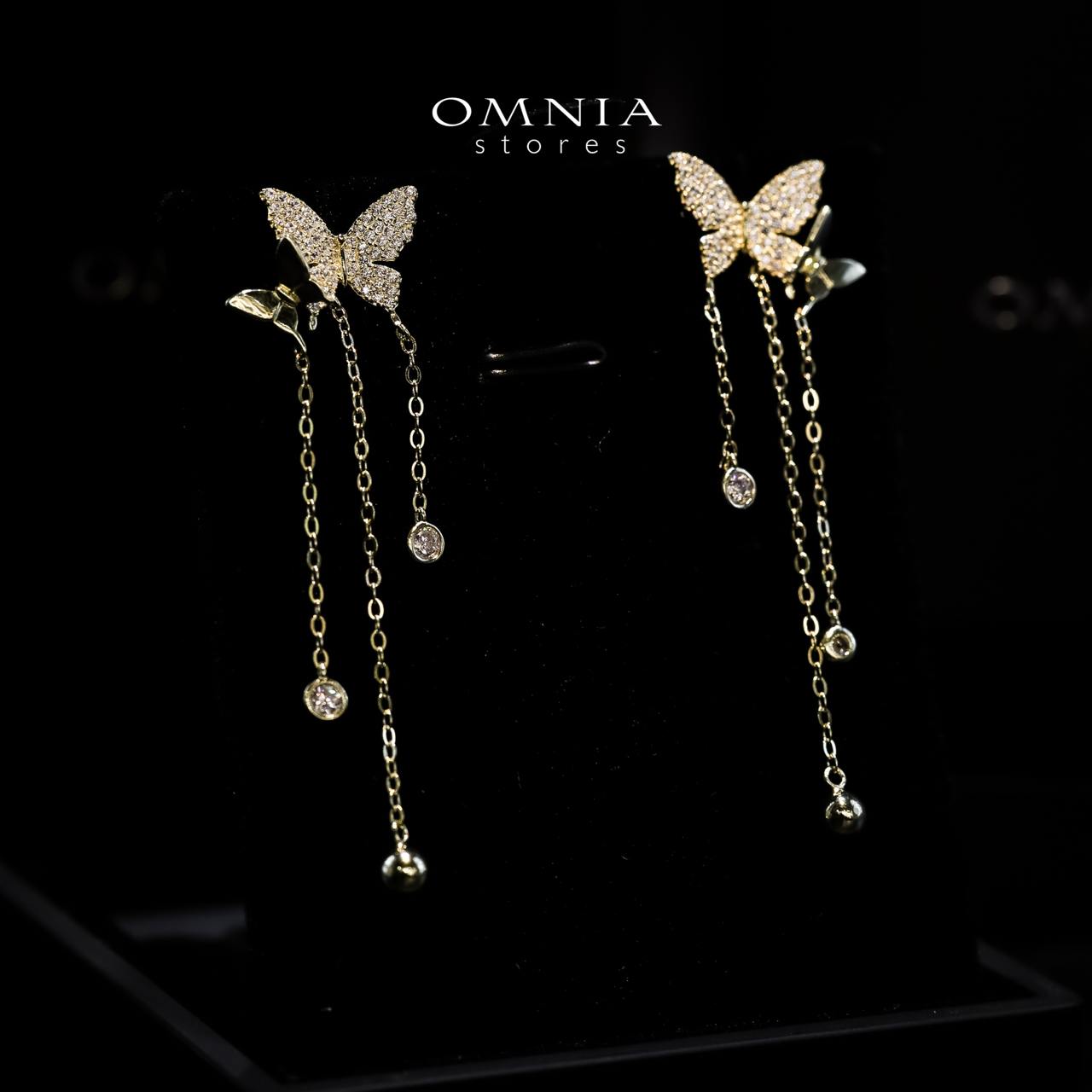 Omnia Naima Gold Earrings in 925 Silver with High-Quality Zircon Stones