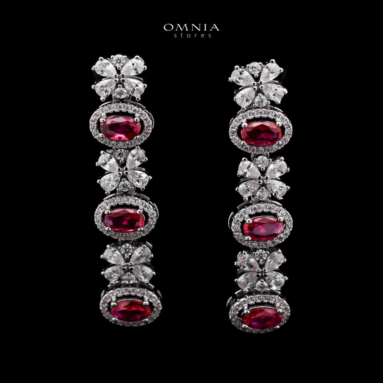 Omnia Mira Red Bridal Full Set in High Quality Zircon Stone Rhodium Plated - OMNIASTORES UAE