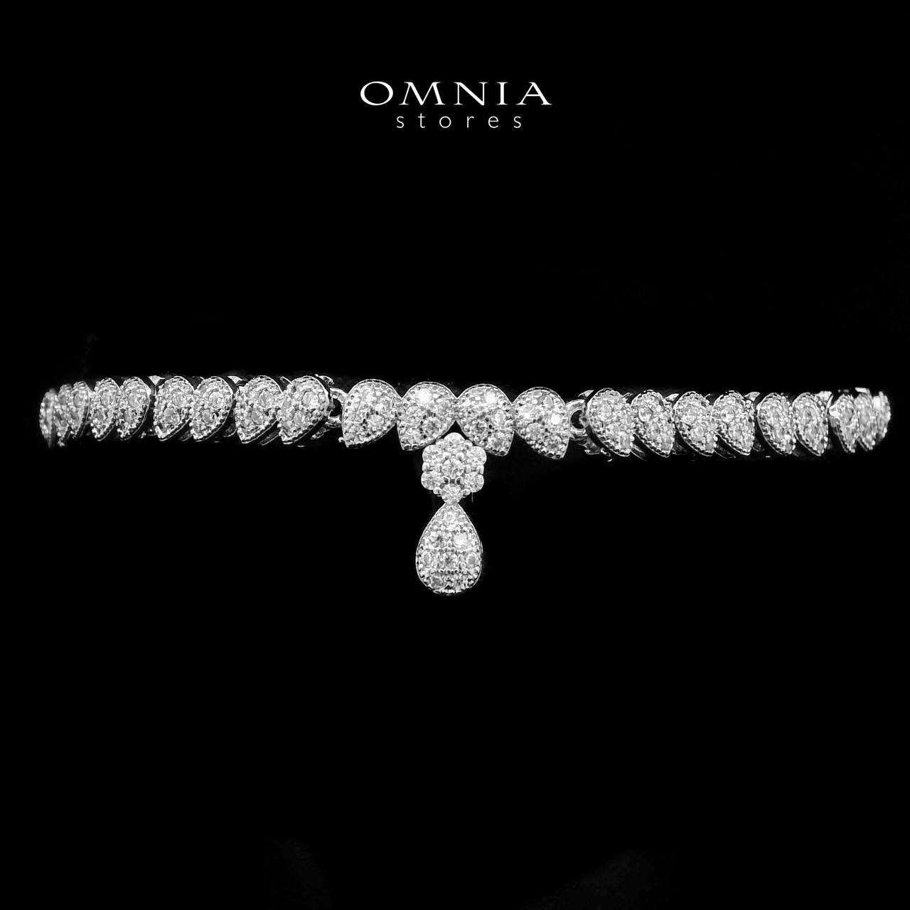 Omnia Thanaa Bracelet in High Quality Zircon Stone Rhodium Plated - OMNIASTORES UAE