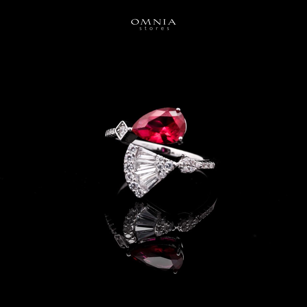 Omnia Marwa Maroon Bridal Full Set in High Quality Zircon Stone Rhodium Plated - OMNIASTORES UAE