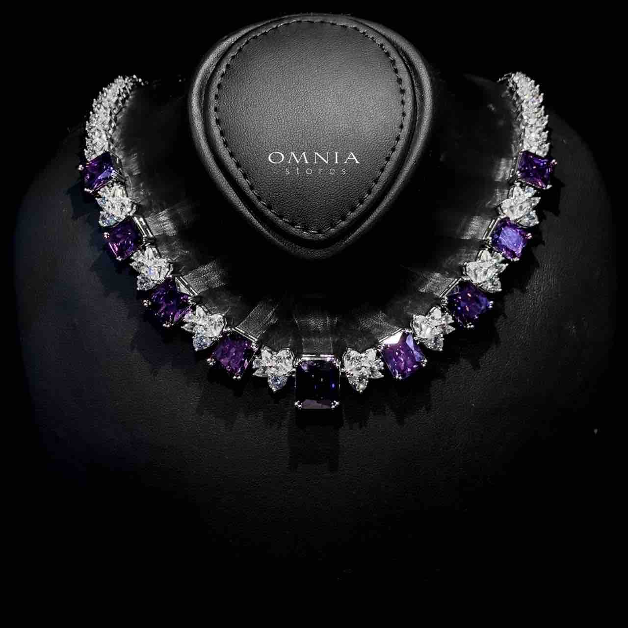 Omnia Amelia Purple Bridal Full Set in High Quality Simulated Diamonds - OMNIASTORES UAE