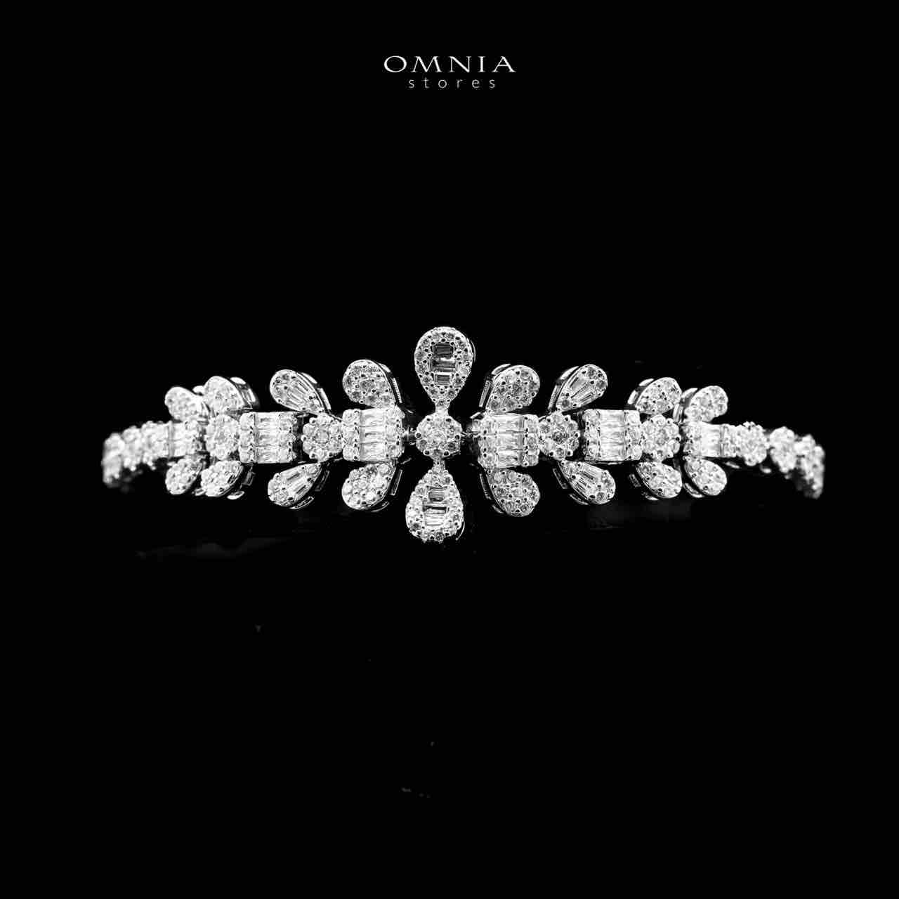 Omnia Safa Lara Bridal Bundle Full Set in High Quality Zircon Stone in Rhodium Plated