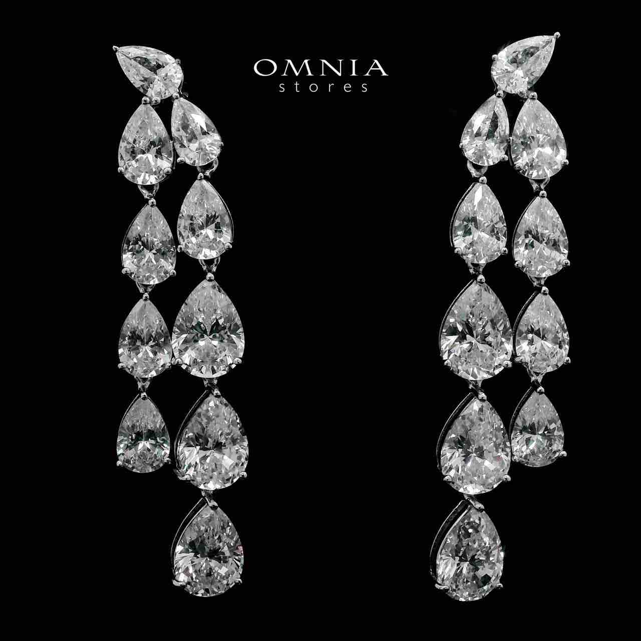 Omnia Rafaela Drop Earrings In 925 Silver High Quality Simulated Diamonds - OMNIASTORES UAE