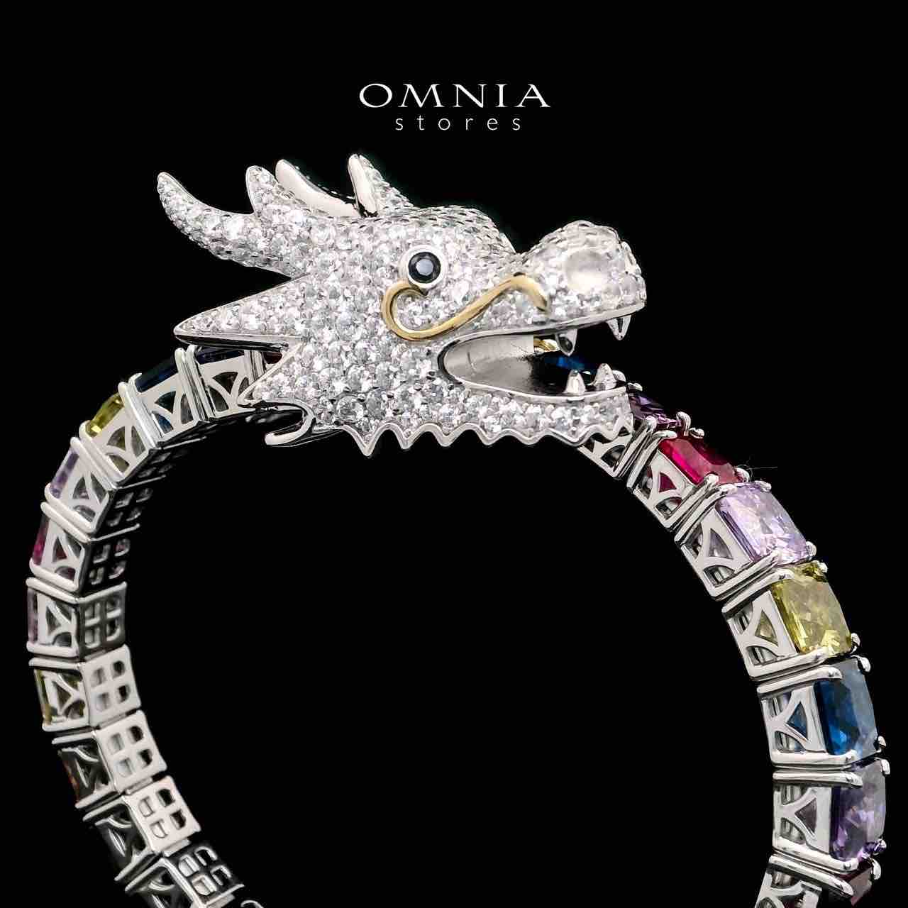 Aya Shine Dragon Design Multicolor Bangle in 925 Silver with High-Quality Simulated Diamonds - OMNIASTORES UAE
