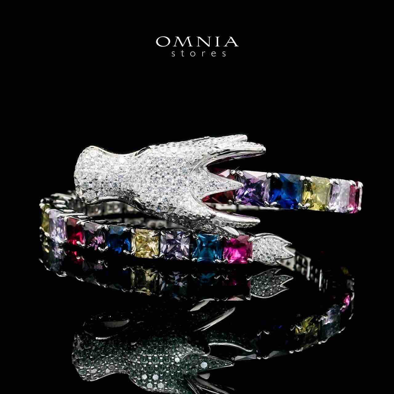 Aya Shine Dragon Design Multicolor Bangle in 925 Silver with High-Quality Simulated Diamonds - OMNIASTORES UAE