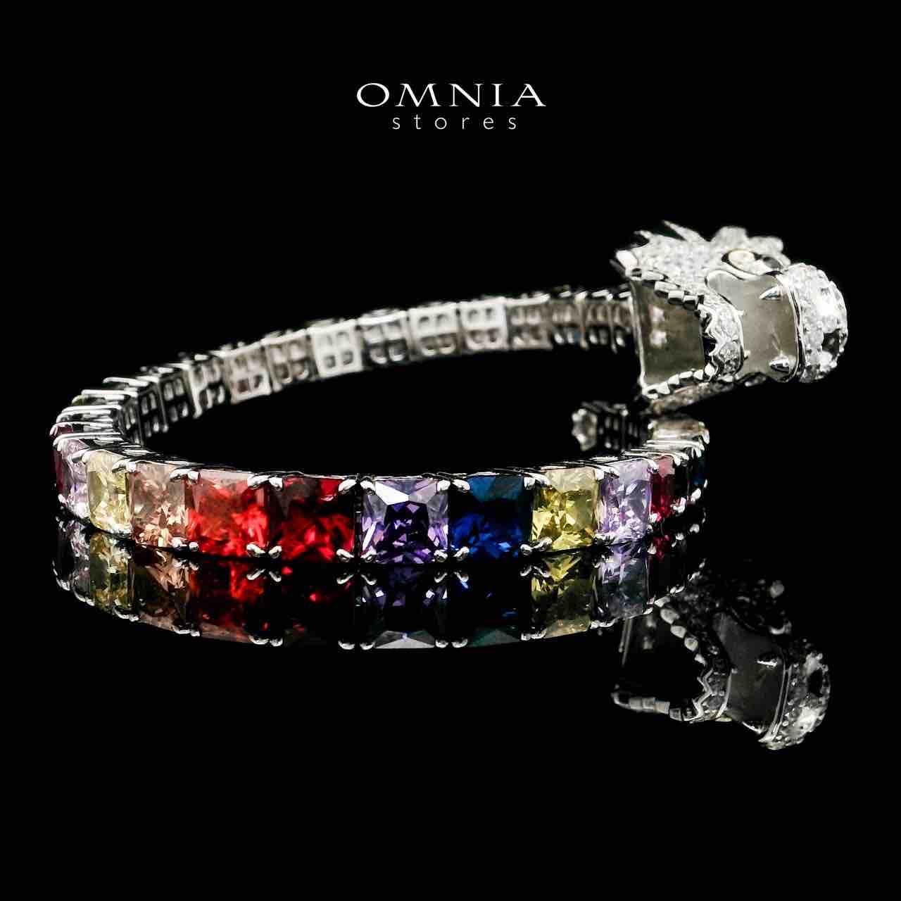 Aya Shine Dragon Design Multicolor Bangle in 925 Silver with High-Quality Simulated Diamonds - OMNIASTORES UAE