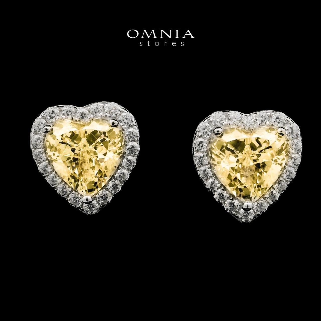 Samiha Heart Design Yellow Earrings In 925 Silver High Quality Simulated Diamonds - OMNIASTORES UAE