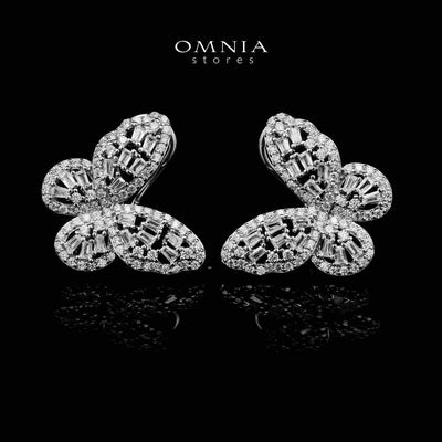 Shereen Butterfly Clip Earrings In 925 Silver High Quality Simulated Diamonds