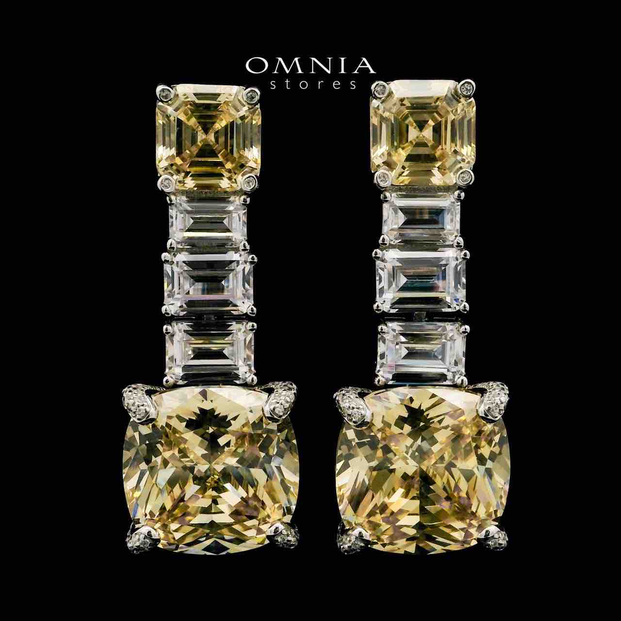 Shaimaa Yellow Drop Earrings In 925 Silver High Quality Simulated Diamonds - OMNIASTORES UAE