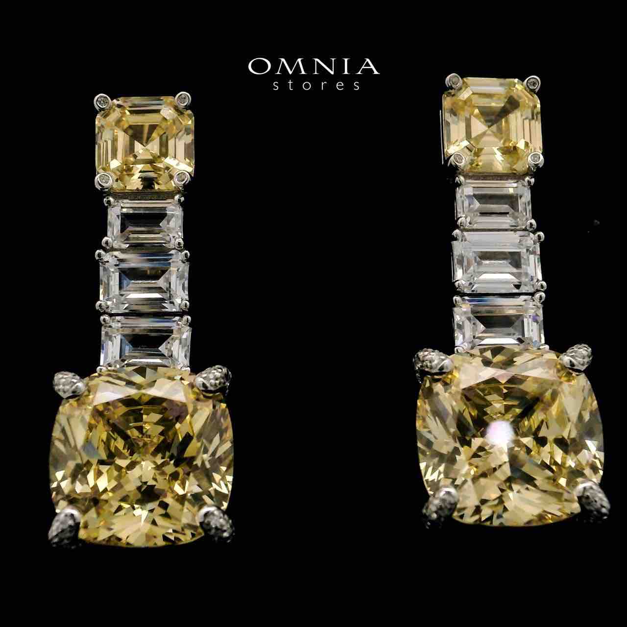 Shaimaa Yellow Drop Earrings In 925 Silver High Quality Simulated Diamonds - OMNIASTORES UAE