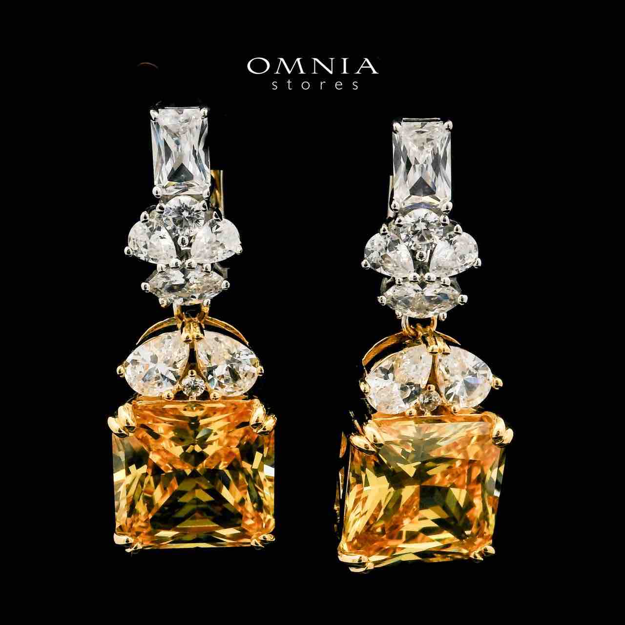 Shahd Yellow Drop Earrings In 925 Silver High Quality Simulated Diamonds - OMNIASTORES UAE