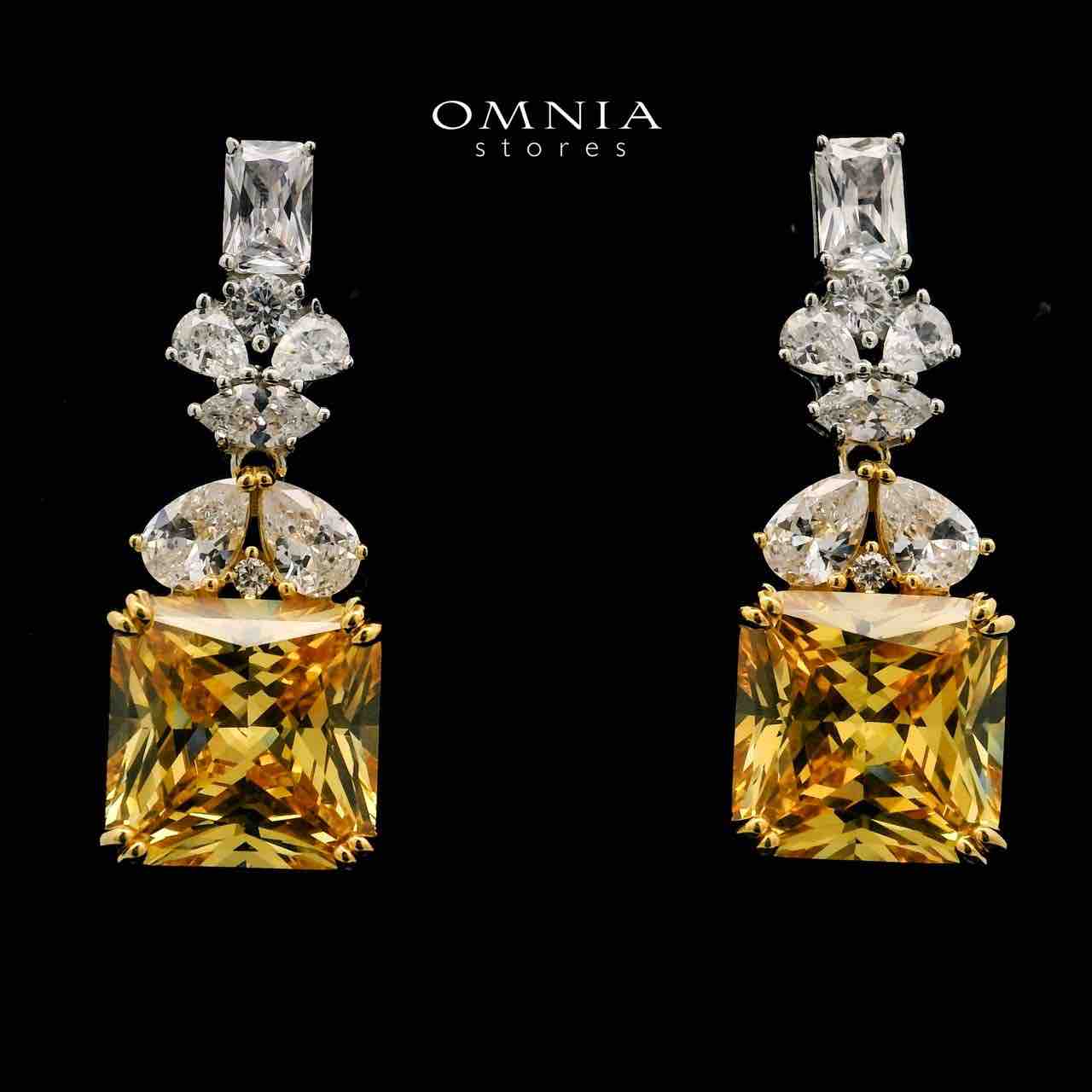 Shahd Yellow Drop Earrings In 925 Silver High Quality Simulated Diamonds - OMNIASTORES UAE