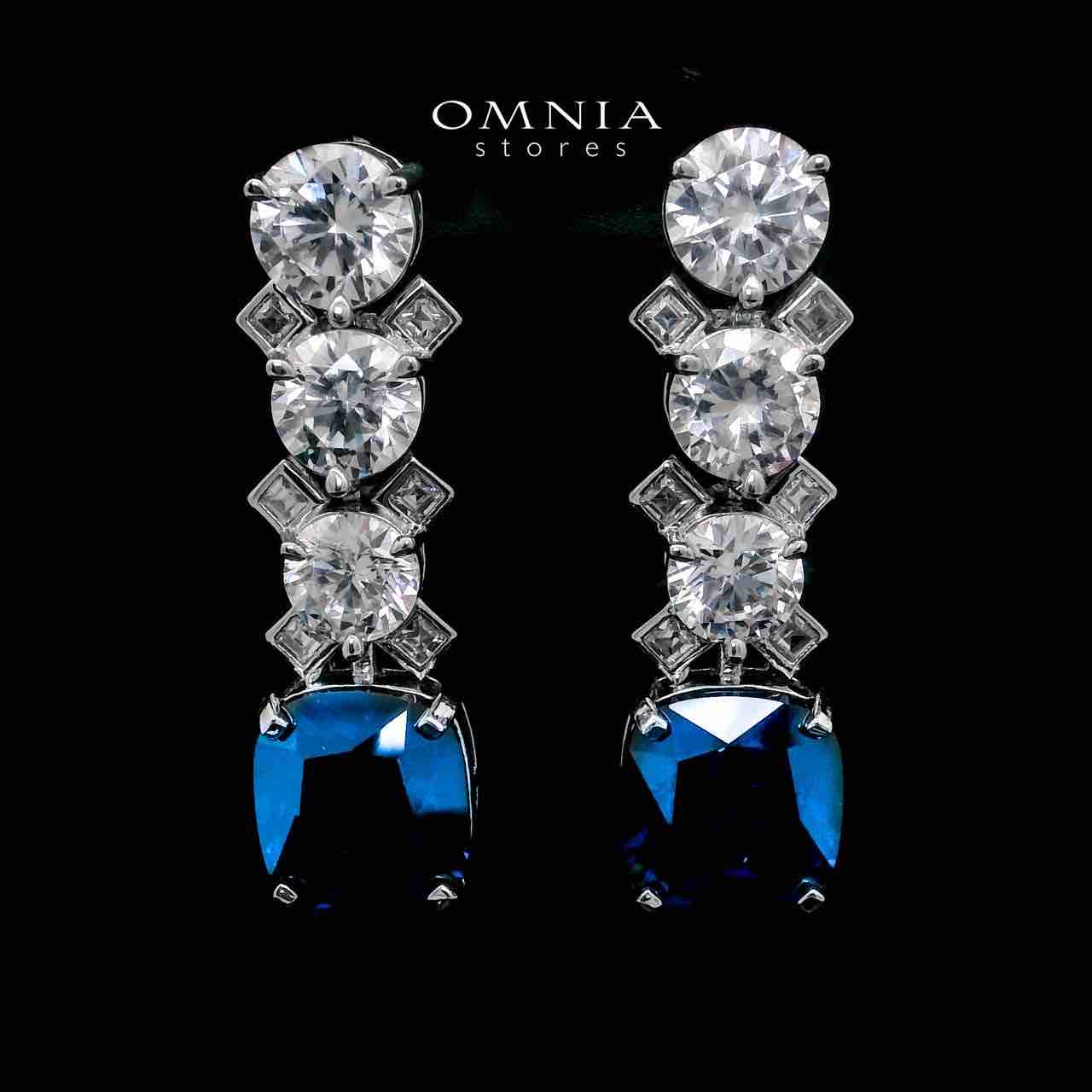 Tahila Blue Earrings In 925 Silver High Quality Simulated Diamonds - OMNIASTORES UAE