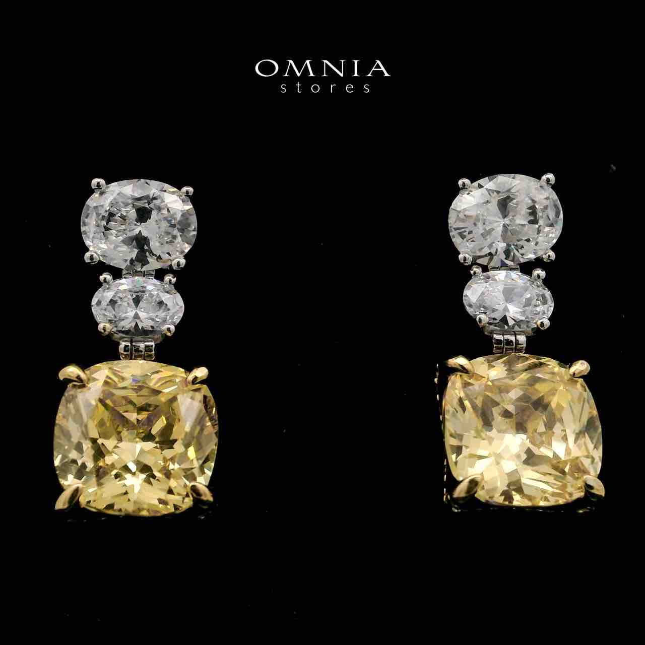 Shadia Yellow Earrings In 925 Silver High Quality Simulated Diamonds - OMNIASTORES UAE