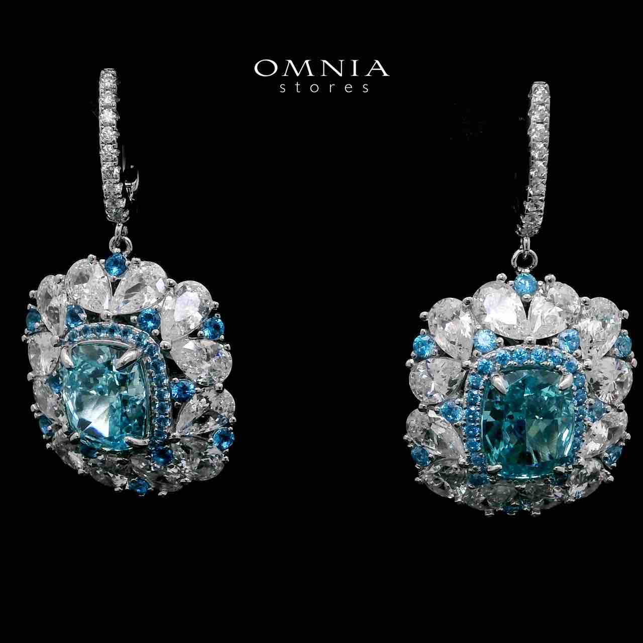 Doha Blue Floral Earrings In 925 Silver High Quality Simulated Diamonds - OMNIASTORES UAE