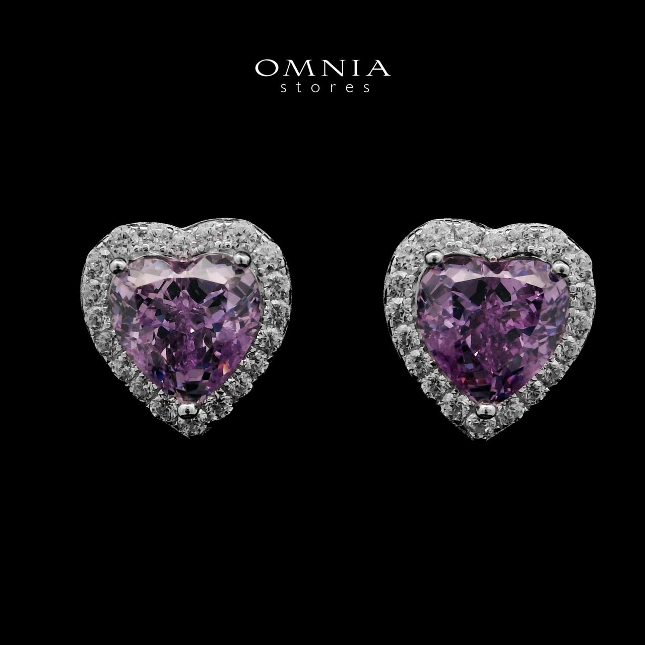 Samiha Purple Heart Earrings In 925 Silver High Quality Simulated Diamonds - OMNIASTORES UAE