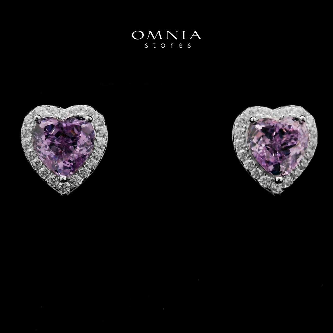 Samiha Purple Heart Earrings In 925 Silver High Quality Simulated Diamonds - OMNIASTORES UAE