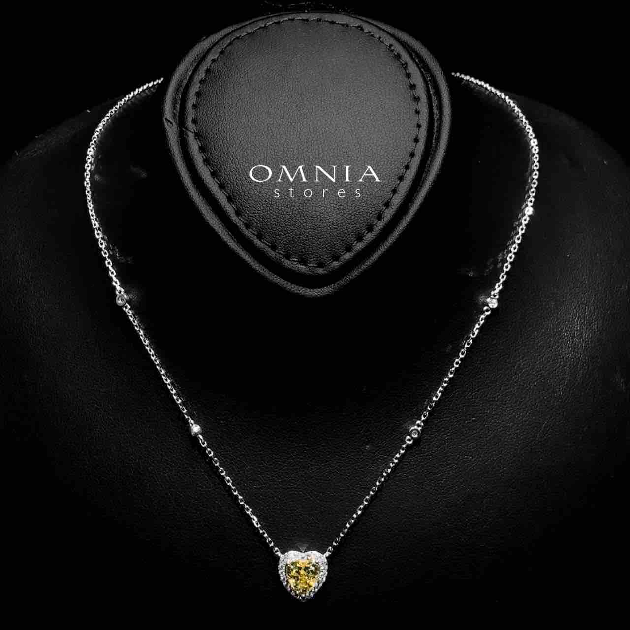 Samiha Heart Design Yellow Necklace In 925 Silver High Quality Simulated Diamonds - OMNIASTORES UAE