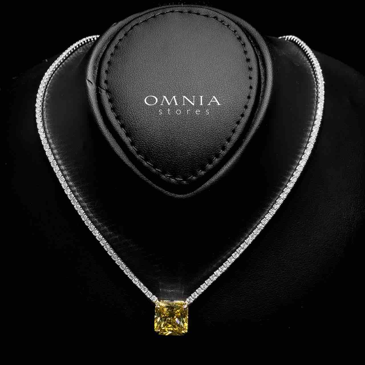 Omnia Bettina Yellow Necklace 925 Silver in High Quality Simulated Diamonds - OMNIASTORES UAE