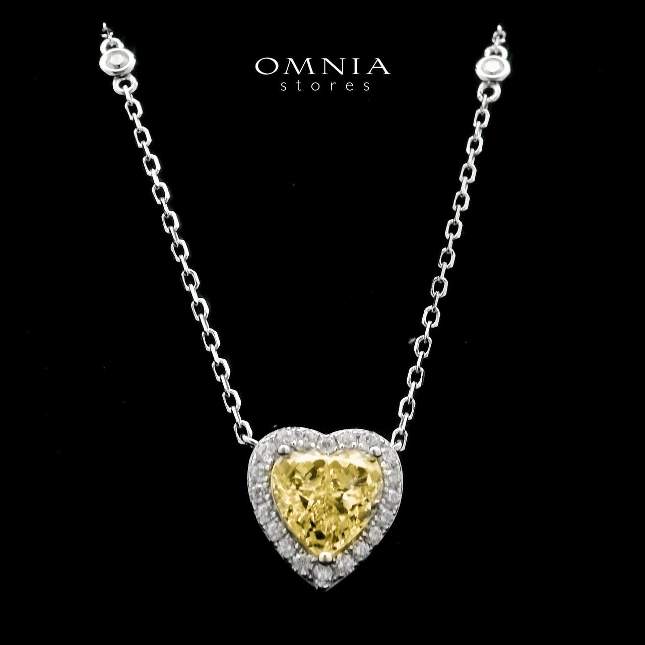 Samiha Heart Design Yellow Necklace In 925 Silver High Quality Simulated Diamonds - OMNIASTORES UAE