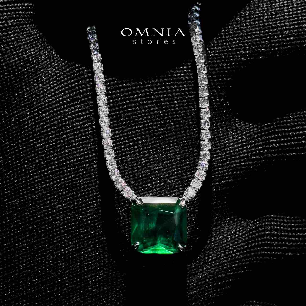 Omnia Bettina Green Necklace 925 Silver in High Quality Simulated Diamonds - OMNIASTORES UAE