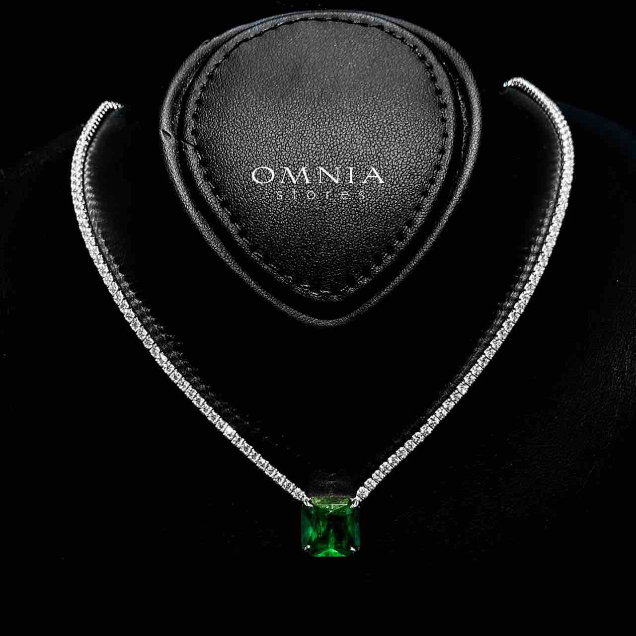 Omnia Bettina Green Necklace 925 Silver in High Quality Simulated Diamonds - OMNIASTORES UAE