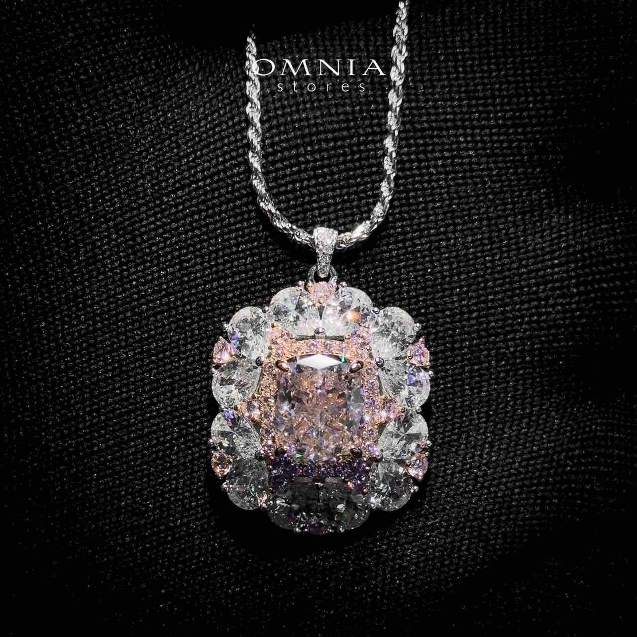 Dubai Pink Floral Design Necklace In 925 Silver High Quality Simulated Diamonds - OMNIASTORES UAE
