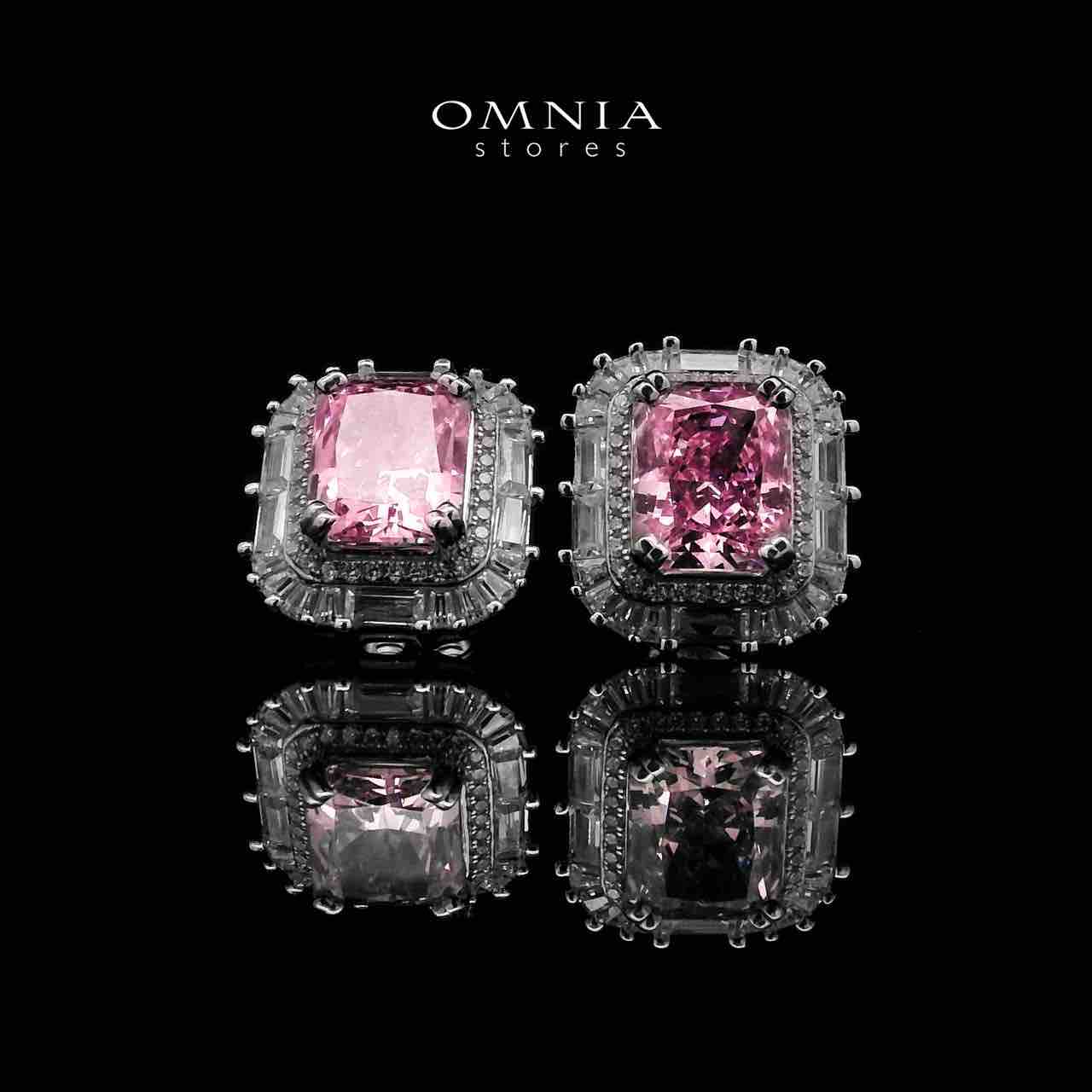 Wafaa Stud Pink Earrings 925 Silver in High Quality Simulated Diamonds