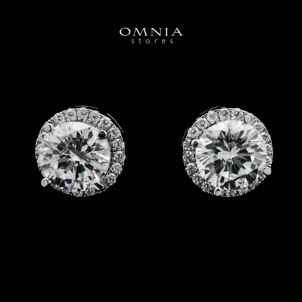 Zain White Stud Earrings In High-Quality Zircon Stones in a Rhodium Plated - OMNIASTORES UAE