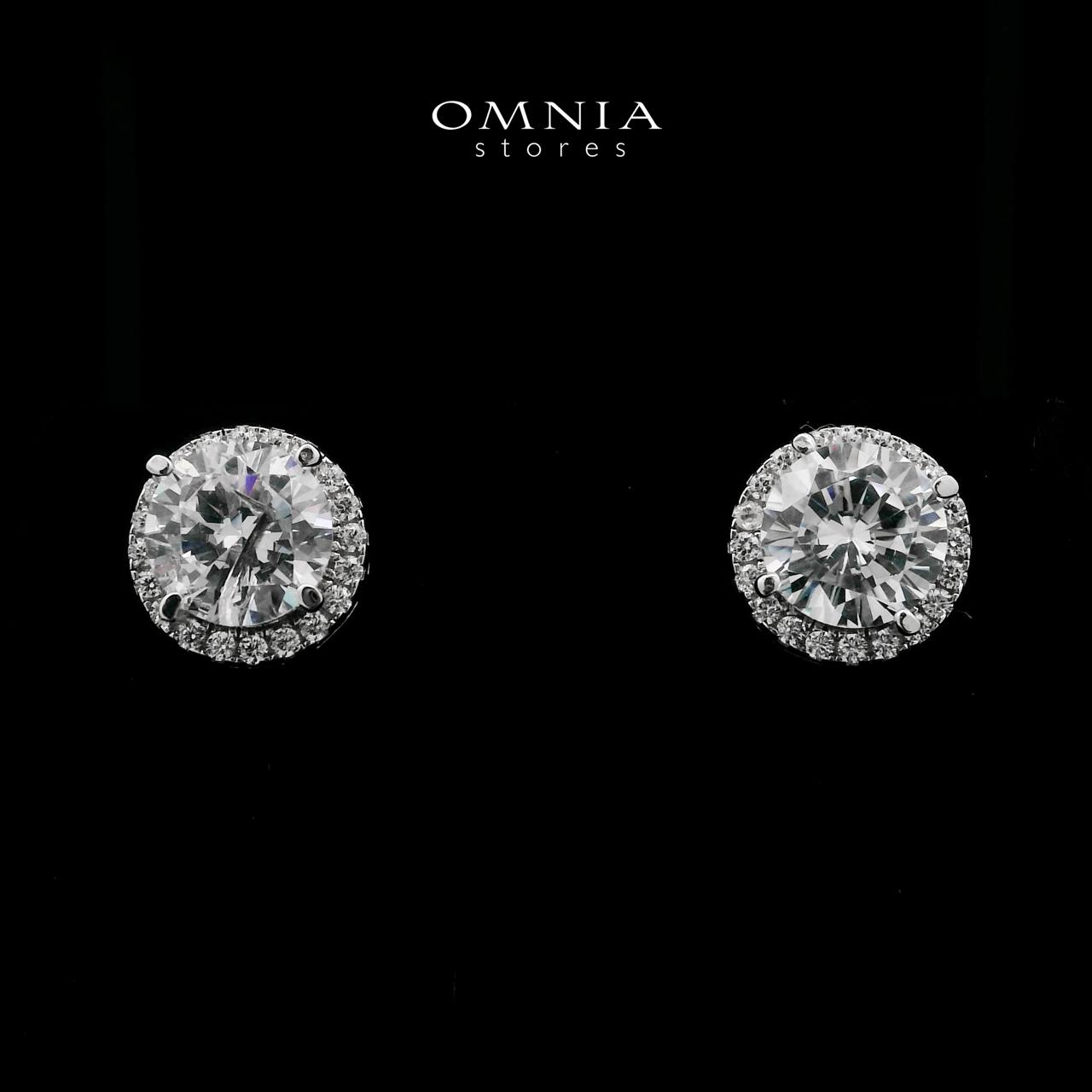 Zain White Stud Earrings In High-Quality Zircon Stones in a Rhodium Plated - OMNIASTORES UAE