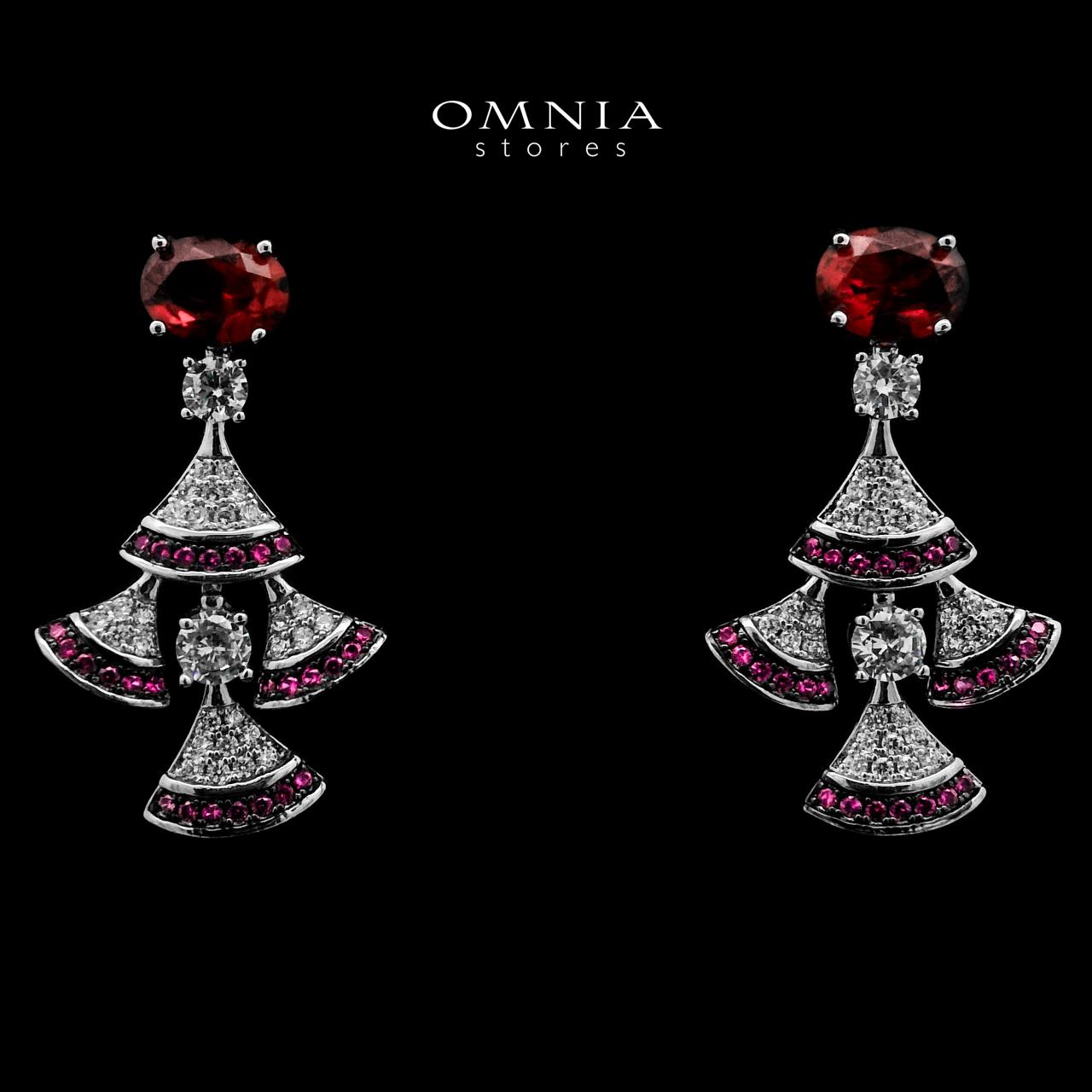 Zuleikha Red Drop Earrings In High-Quality Zircon Stones in a Rhodium Plated - OMNIASTORES UAE